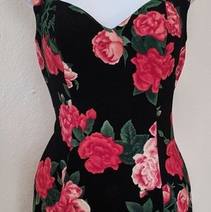 Guess Rose Floral Bodycon Black Mini Dress